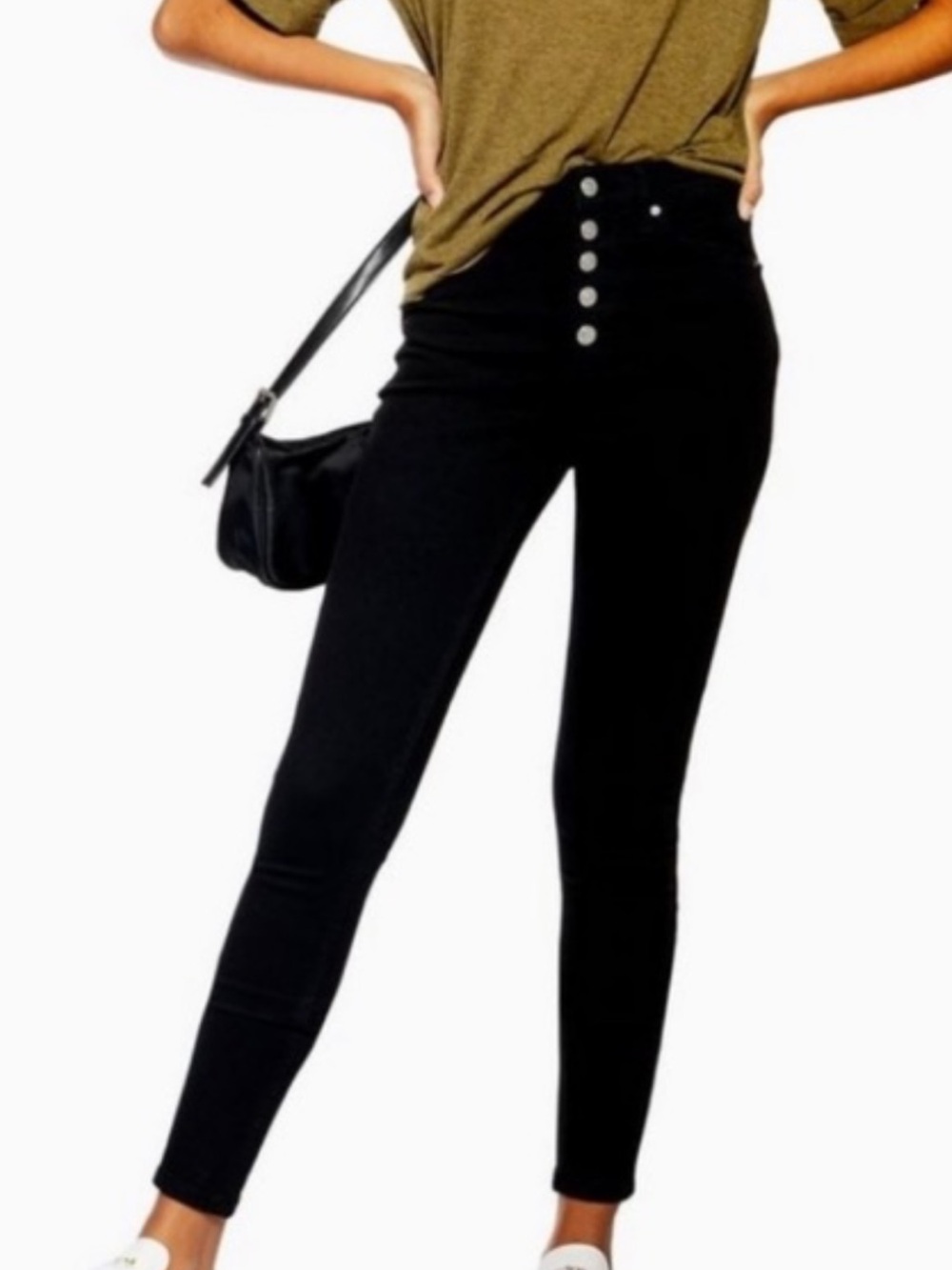 Topshop Jamie NWT Button Fly Black Skinny Jeans